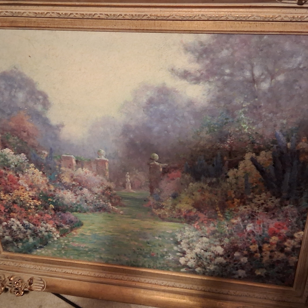 Replica Oil Painting Of A Summer Garden In Custom Wooden Fram From Mexico